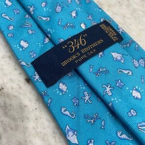 Brooks Brothers 346 label Sea Animal Blue Silk Tie